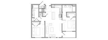 2 Bedroom/2 Bathroom Unit Floor Plan